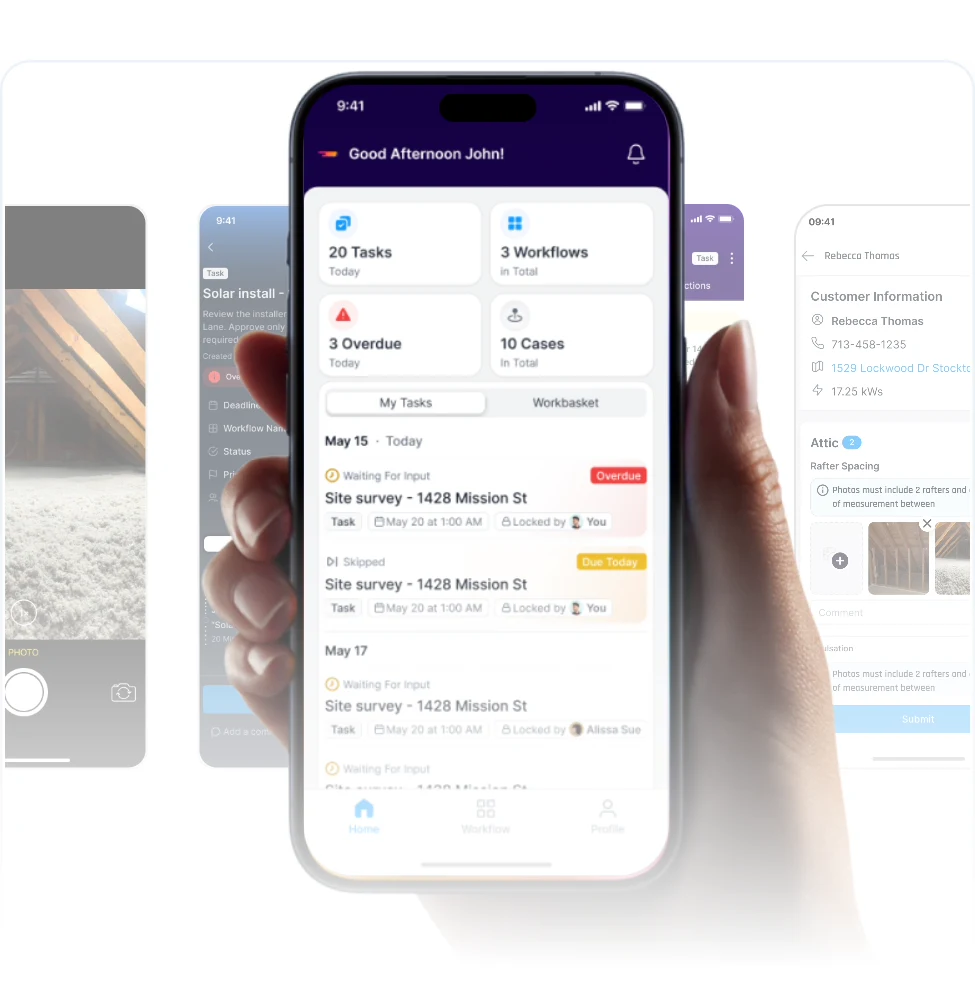 Jobflo mobile app open on a phone in the field